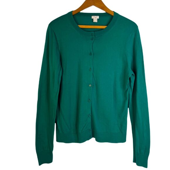 J Crew The Caryn Cardigan Lightweight Casual Basic Minimalist Cotton Size Large - Picture 1 of 9